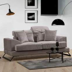 Canapés En Tissu|MILO Canapé 2 places gris clair avec dossier inclinable