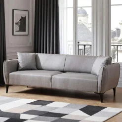 Canapés En Tissu|Canapés 2 Places|VILNIUS Canapé 2 places gris clair - couture déco