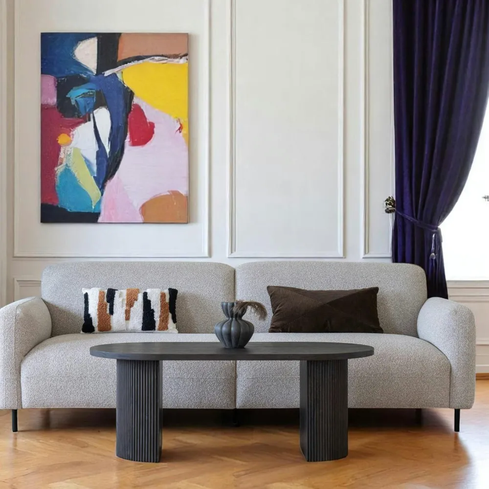 Canapés En Tissu|BERLIN Canapé 3 places gris clair en tissu bouclette