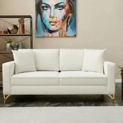 Canapés En Tissu|NEOLIA Canapé 2 places gris foncé moderne, pieds noirs