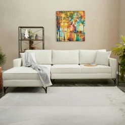 Canapés En Tissu|NEOLIA Canapé 2 places gris foncé moderne, pieds noirs