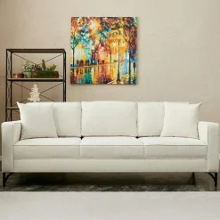 Canapés En Tissu|NEOLIA Canapé 2 places gris foncé moderne, pieds noirs