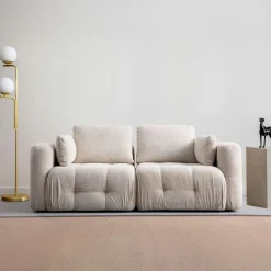 Canapés En Tissu|BARI Canapé 2 places modulable bleu foncé, forme organique