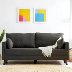 Canapés En Tissu|Canapés 3 Places|SPLIT Canapé 3 places rouge chiné - dos droit