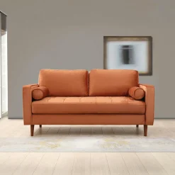 Canapés En Tissu|CHIBA Canapé 2 places velours beige crème, coussins polochons