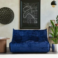 Canapés En Tissu|ARVEN Canapé 2 places velours rouille plissé 145 cm