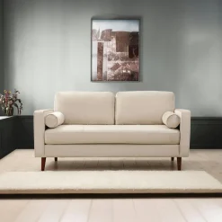 Canapés En Tissu|CHIBA Canapé 3 places velours vert avec coussins polochons