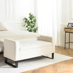 Canapés En Tissu|Canapés 3 Places|COLOMBUS Canapé arrondi 3 places tissu bouclette écru