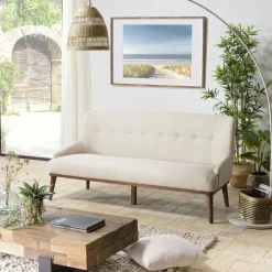 Canapés En Tissu|Canapés 2 Places|TIM Canapé beige 2 places pieds bois