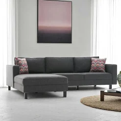 Canapés En Tissu|Canapés 3 Places|CORTONA Canapé d'angle anthracite - côté gauche