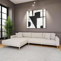 Canapés En Tissu|Canapés 3 Places|AMSTERDAM Canapé d'angle beige chiné - côté gauche, 290 cm