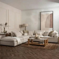 Canapés En Tissu|Canapés 3 Places|GIULIA Canapé d'angle blanc écru (angle droit)