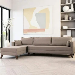 Canapés 3 Places|Canapés D'Angle|SPLIT Canapé d'angle cappuccino - 275 cm, côté gauche