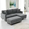 Canapés 3 Places|Canapés D'Angle|COMO Canapé d'angle convertible gris - côté droit