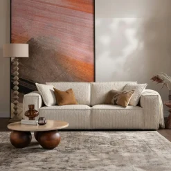 Canapés 3 Places|Canapés En Tissu|SEMPIONE Canapé d'angle en tissu blanc