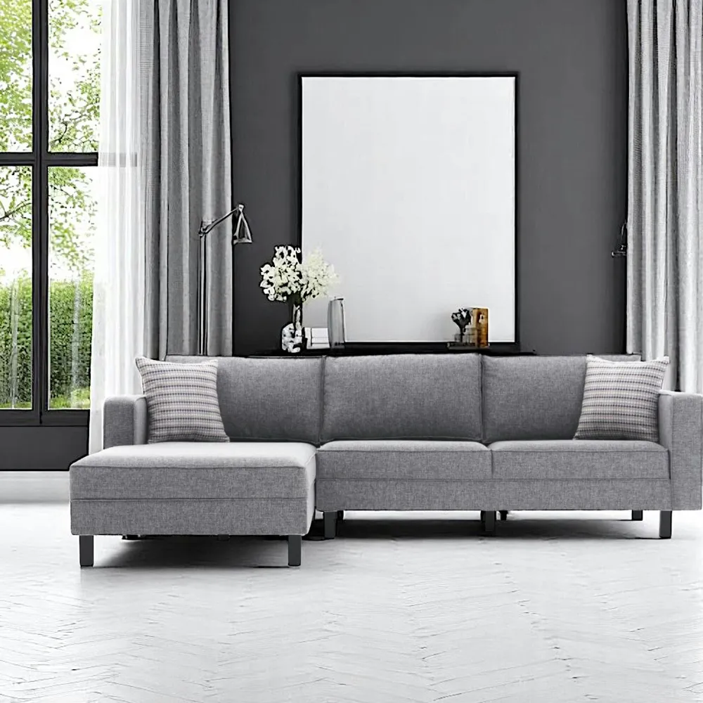 Canapés D'Angle|Canapés 3 Places|CORTONA Canapé d'angle gris - côté gauche