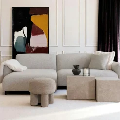 Canapés En Tissu|Canapés D'Angle|BERLIN Canapé d'angle gris clair - 4 places, côté droit