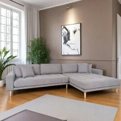 Canapés En Tissu|Canapés 3 Places|AMSTERDAM Canapé d'angle gris clair - côté droit, 290 cm