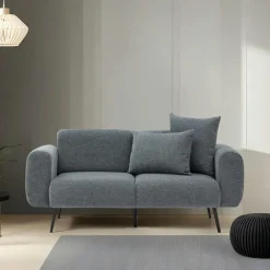 Canapés En Tissu|Canapés D'Angle|YOKOH Canapé d'angle gris clair pieds métal (côté droit)