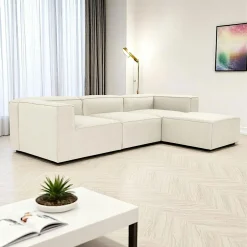 Canapés 3 Places|Canapés D'Angle|SPELLO Canapé d'angle modulable écru - côté droit