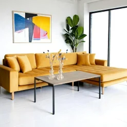 Canapés En Tissu|Canapés 3 Places|AMSTERDAM Canapé d'angle moutarde en velours - côté droit,