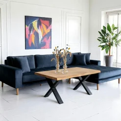 Canapés 3 Places|Canapés D'Angle|AMSTERDAM Canapé d'angle moutarde en velours - côté gauche,