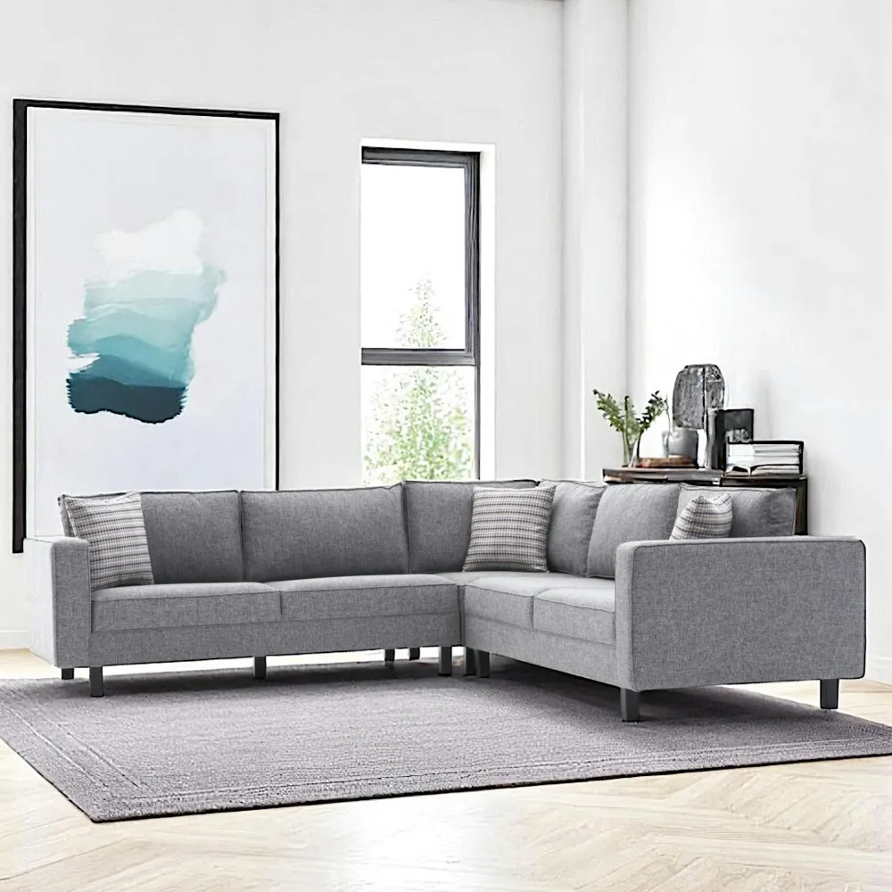 Canapés En Tissu|Canapés 3 Places|CORTONA Canapé d’angle réversible gris - pieds droits