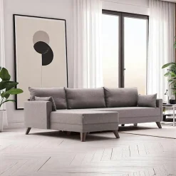 Canapés D'Angle|Canapés 3 Places|SPLIT Canapé d'angle taupe - 275 cm, côté gauche