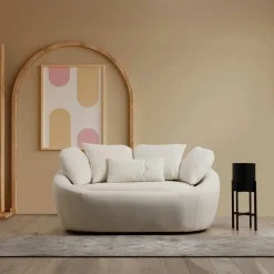 Canapés En Tissu|LUCCA Canapé en bouclette blanc design organique 155 cm