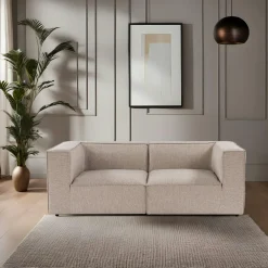 Canapés 3 Places|Canapés En Tissu|COLLIOURE Canapé en lin 3 places - taupe