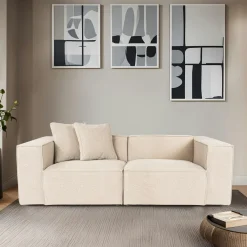 Canapés 3 Places|Canapés En Tissu|OSTUNI Canapé lin 4 places - écru, accoudoirs larges