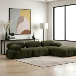 Canapés 3 Places|Canapés En Tissu|RONDA Canapé modulable 3 places - velours beige