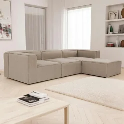 Canapés 3 Places|Canapés En Tissu|SPELLO Canapé modulable 3 places en lin - écru,