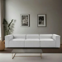 Canapés 3 Places|Canapés En Tissu|SPELLO Canapé modulable 3 places en lin - écru,