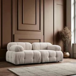 Canapés En Tissu|ICA Canapé modulable 2 places gris clair, assise profonde 190 cm