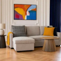 Canapés D'Angle|Canapés Convertibles|BERLIN Canapé-lit 3 places beige avec méridienne coffre