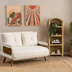 Canapés En Tissu|LOJA Canapé-lit d'appoint en bouclette blanche, 2 places