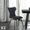 Meubles De Cuisine·Chaises|Chaises Velours|LOMBARDIE Chaise anthracite pivotante en velours avec passepoil (lot de 2)