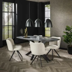 Meubles De Cuisine·Chaises|Chaises Velours|LOMBARDIE Chaise anthracite pivotante en velours avec passepoil (lot de 2)