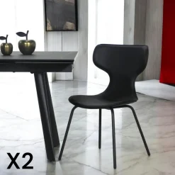 Chaises Contemporaines|Meubles De Cuisine·Chaises|LOMBARDIE Chaise beige avec dossier en T, revêtement nettoyable (lot de 2)