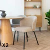 Meubles De Cuisine·Chaises|MONTREUX Chaise beige en bouclette avec dossier rond (lot de 2)