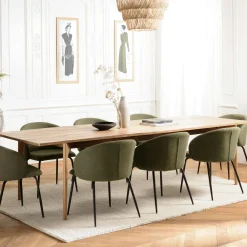 Chaises Velours|Chaises Contemporaines|LOMBARDIE Chaise beige pivotante en velours avec passepoil (lot de 2)