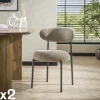 Meubles De Cuisine·Chaises|Chaises Capitonnées|CREEK Chaise beige sable moderne en velours tissé (lot de 2)