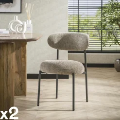 Meubles De Cuisine·Chaises|Chaises Capitonnées|CREEK Chaise beige sable moderne en velours tissé (lot de 2)