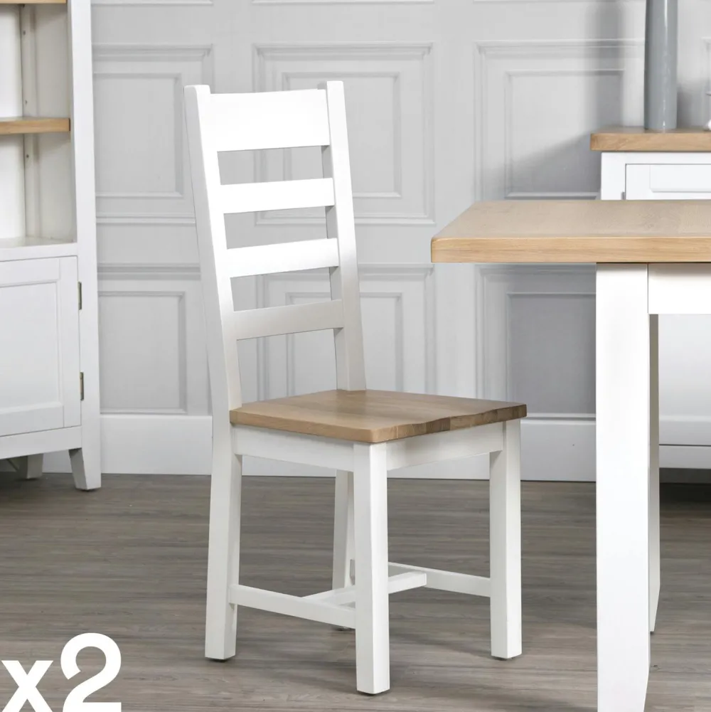 Chaises En Bois|Meubles De Cuisine·Chaises|NAXOS Chaise blanche en chêne avec dossier croisé (lot de 2)