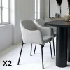 Chaises Contemporaines|Meubles De Cuisine·Chaises|SAVONE Chaise blanche moderne en tissu bouclette avec accoudoirs (lot de 2)
