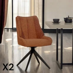 Chaises Capitonnées|Chaises Velours|IENA Chaise blanche pivotante en velours texturé (lot de 2)