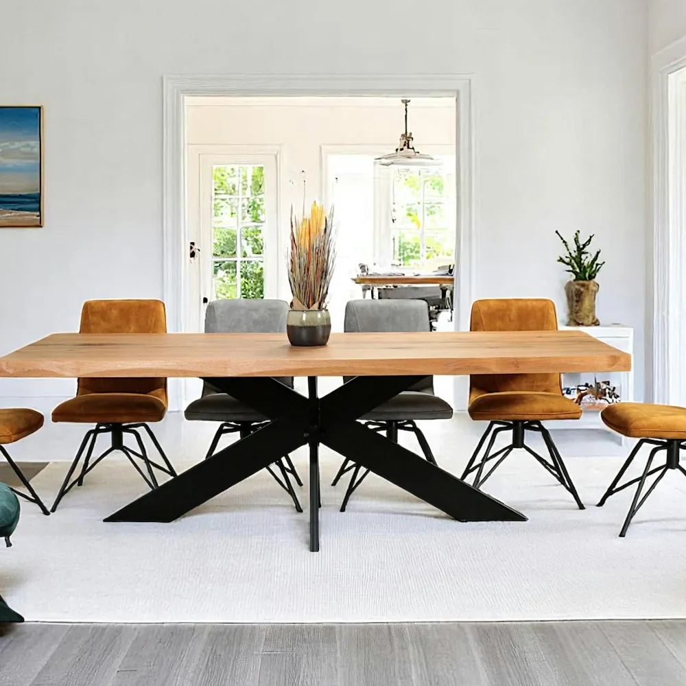 Chaises Capitonnées|Chaises Velours|IENA Chaise blanche pivotante en velours texturé (lot de 2)