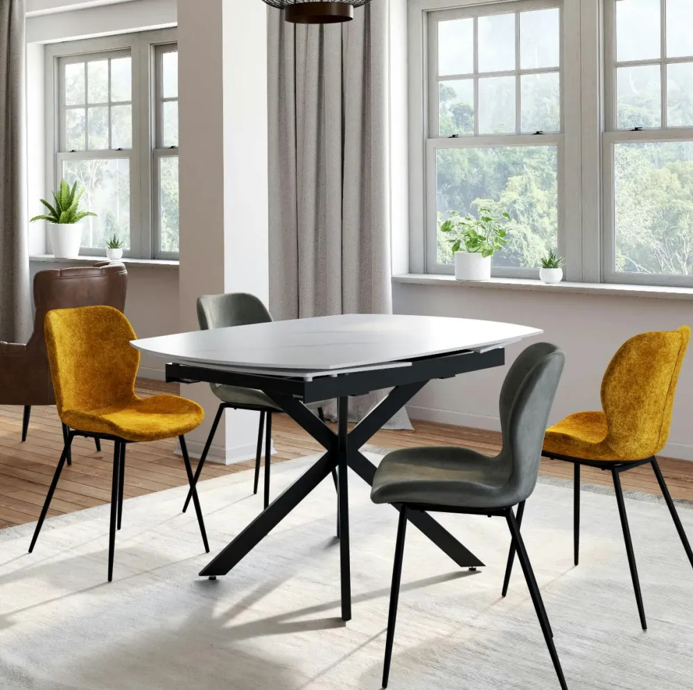 Meubles De Cuisine·Chaises|Chaises Capitonnées|LIGURIE Chaise contemporaine pivotante moutarde (lot de 2)