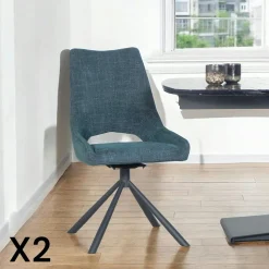 Meubles De Cuisine·Chaises|Chaises Capitonnées|LIGURIE Chaise contemporaine pivotante anthracite (lot de 2)
